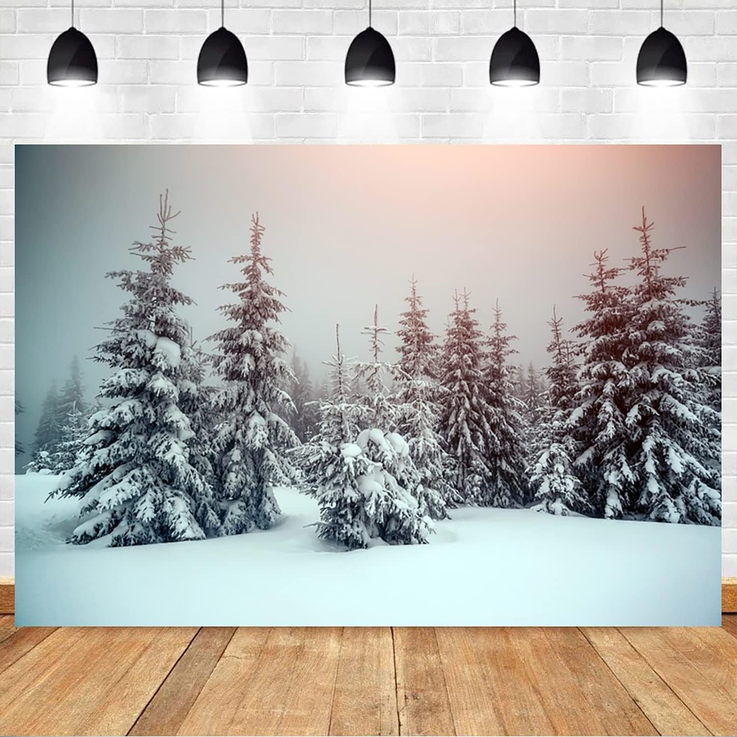 Amazon | Renaiss 12x10フィート 雪景色 背景幕 雪に覆われた松の木